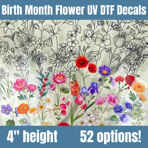 Birth Month Flower UV DTF DECALS, 4" height, Flower Stickers