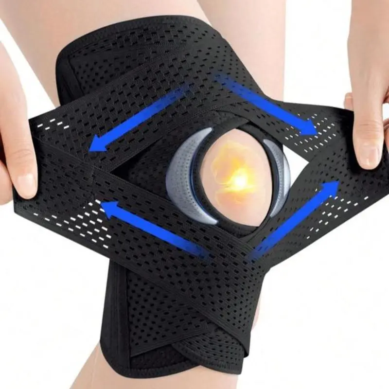 Plus Size Breathable Air Mesh Knee Compression Protective Gear - Adjustable Wrap with Side Stabilizers, m Support for Custom Fit, Arthritis & Running Pain Relief