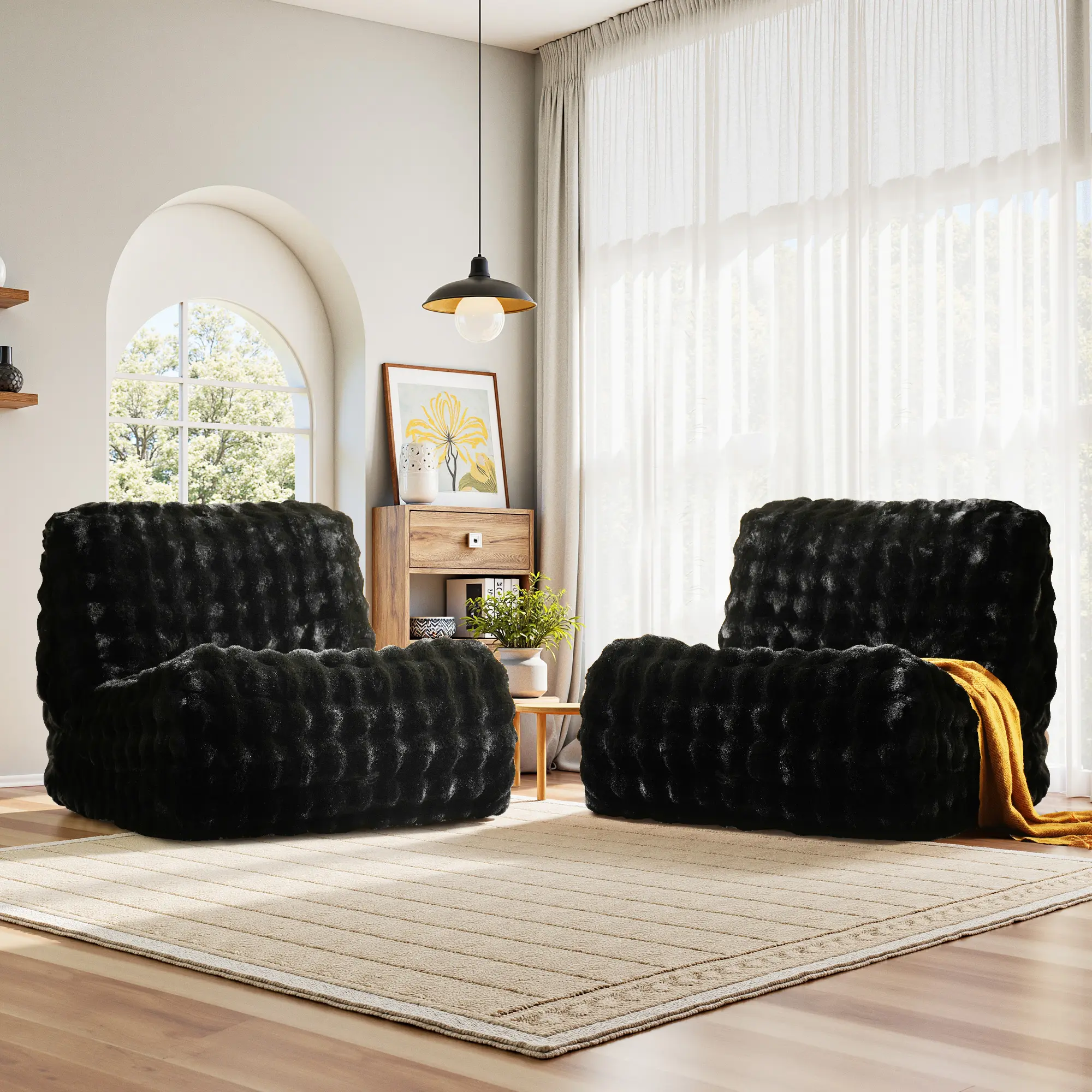 ALLWEX 28" Bean Bag Chair for Adults, Memory Foam Lounge Chair with Soft Corduroy Cover, Cozy Floor Sofa, Comfy Lazy Chair for Living Room, Bedroom, Dorm, Office, Gaming Room, Indoor Furniture, No Assembly Required