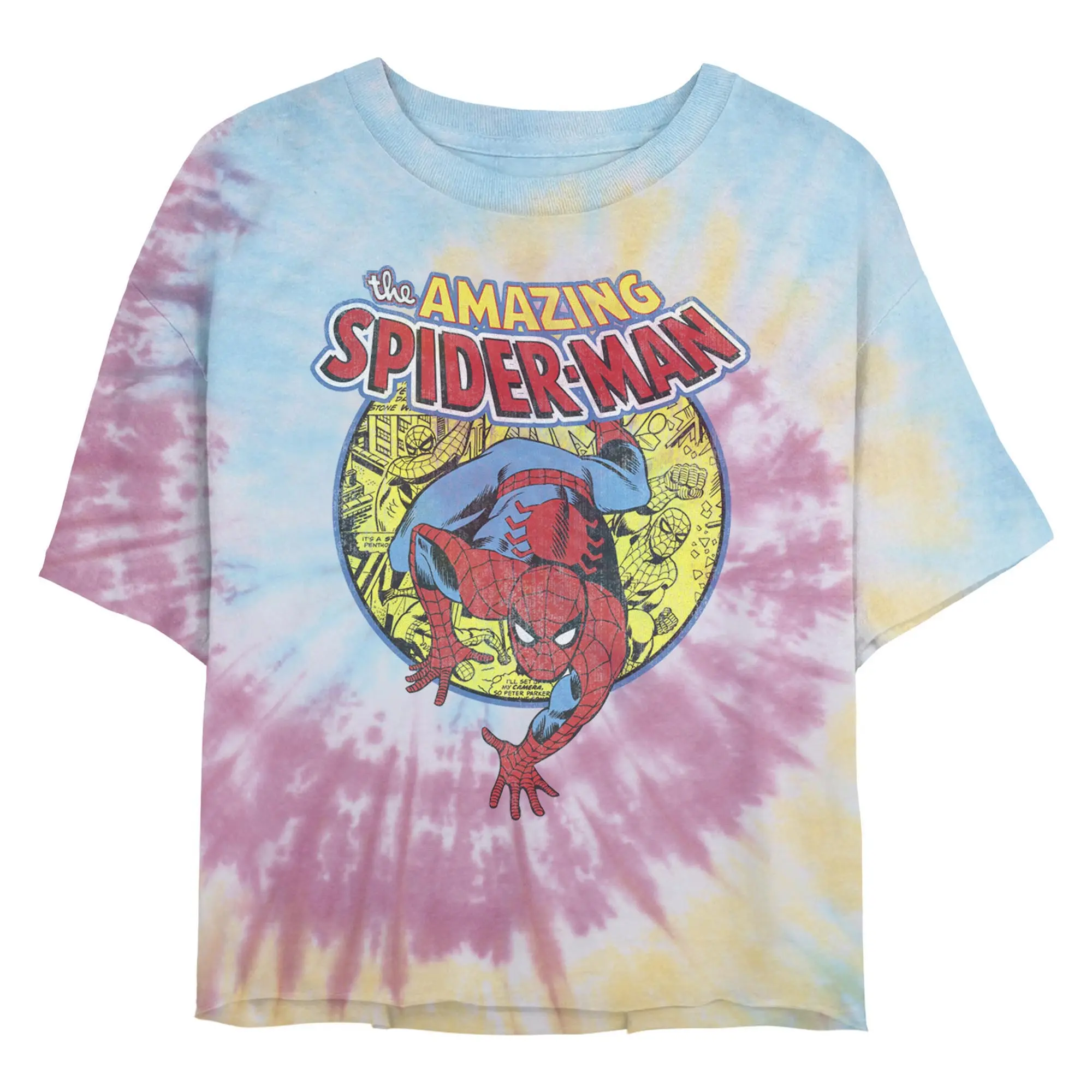 Juniors Womens' Marvel: Spider-Man The Amazing Spider Retro Cropped T-Shirt