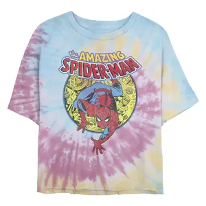 Juniors Womens' Marvel: Spider-Man The Amazing Spider Retro Cropped T-Shirt