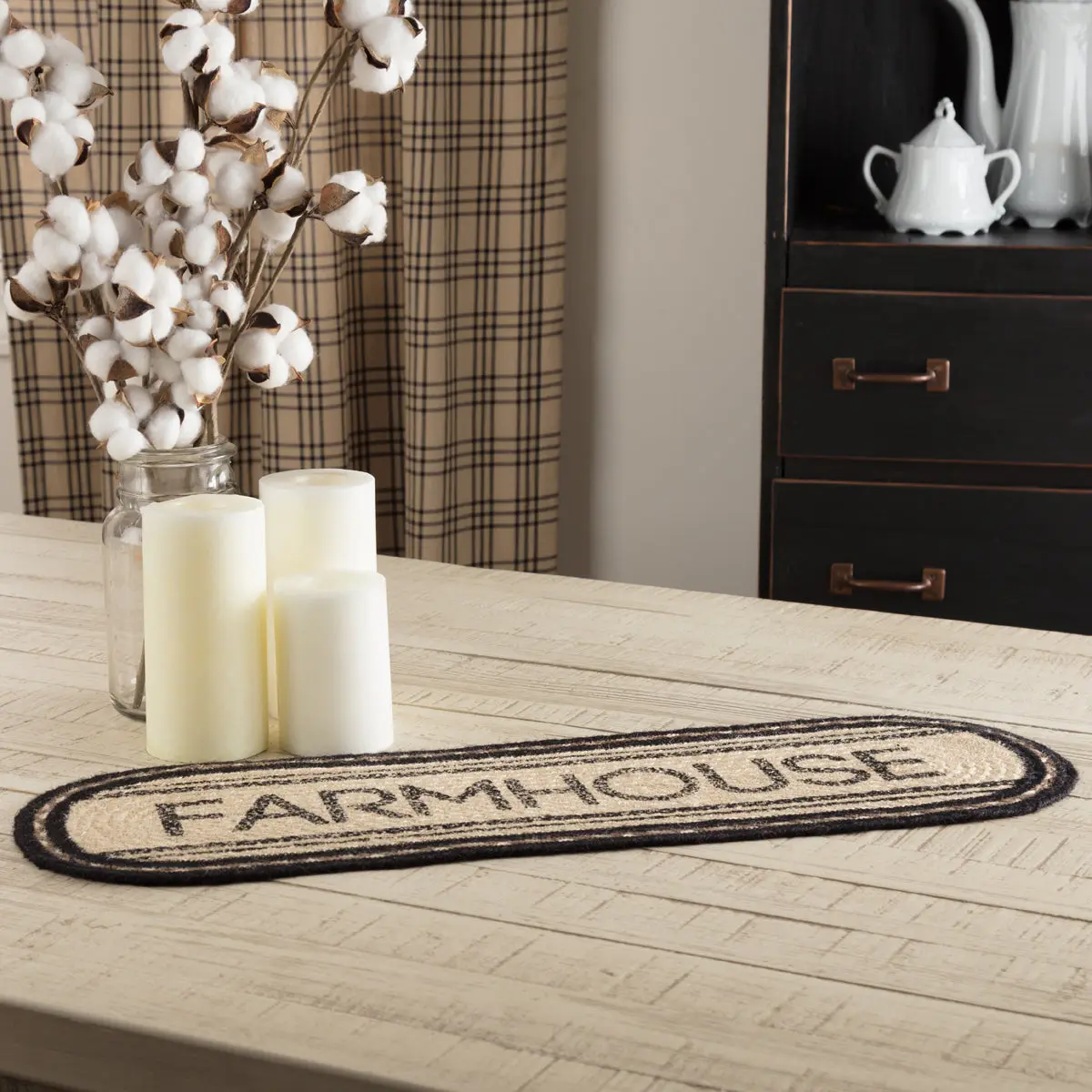 Sawyer Mill Charcoal Creme Farmhouse Jute Runner
