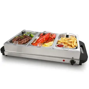 Electric Buffet Server and Warmer, 5QT Stainless Steel Warming Tray, Adjustable Temperature Control, Dishwasher Safe Food Warmer for Home Parties and Events