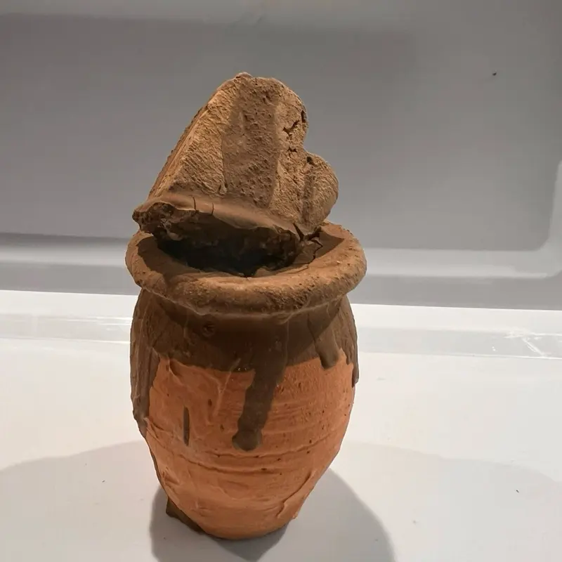 Miselanea la Aurora 3 Inches Clay Cantarito with Caolin Seco & Cremino Heart Decoration Brown Clay Terron Amanecer Made in Mexico