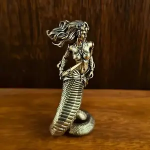 Greek Mythology Medusa Brass Statue, Creative Snake Woman Figurine, Solid Metal Decor, Home Office Desktop Decoration, Indoor Ornament, No Power Needed