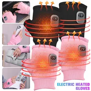 Rechargeable Fingerless Heated Gloves – Touchscreen Hand Warmers for Winter Work Arthritis Pain Relief, Unisex