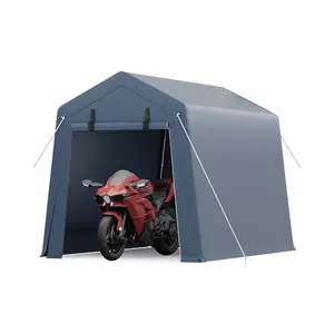 Garvee Waterproof Outdoor Tarp, Durable, Garage, Door and Window Ventilated Roll-up Zipper, UV Resistant PE Tarp, Metal Frame, Car, Motorcycle, Bicycle, Firewood