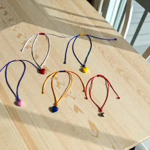 Chunky Heart Charm String Bracelet