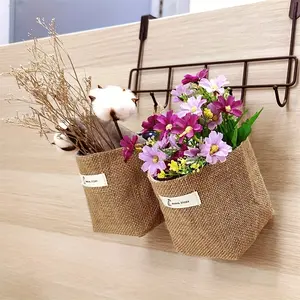 1pc Linen Storage Bag Hanging Behind Door Organizer, Cosmetic & Stationery Holder, Closet Decorative Basket, Wardrobe Storage Bin