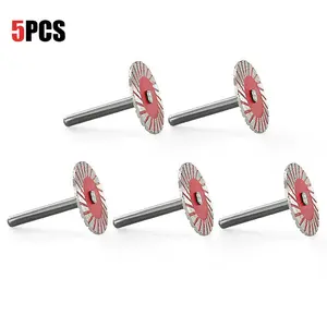 LOZLIN 5PCS 1.5"(40MM) 6MM shank Diamond Cutting Blades- Mini Cutting Discs for Glass, Ceramic, Metal & Wood - Carving/Engraving/Grinding Kit