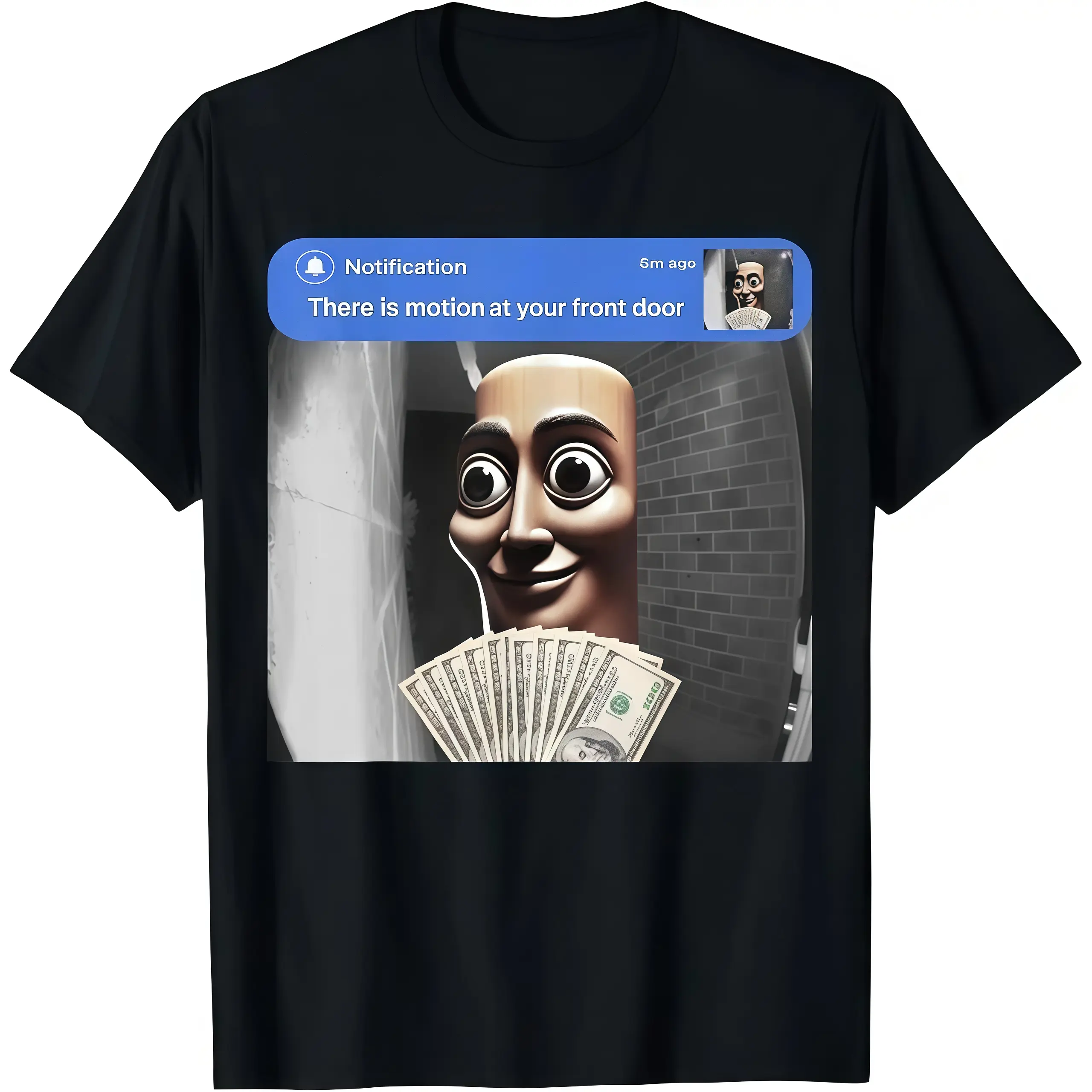 “There is movement at your front door” Tung Tung Tung Sahur meme cotton T-shirt Casual Crewneck Top Womenswear Graphic Piece Print Trend summer Tee Shortsleeve Streetwear Tshirt