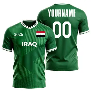 Custom  Mens Womens Iraq 2026 Cup T Shirts Soccer Jersey For Fans(Green And Black)