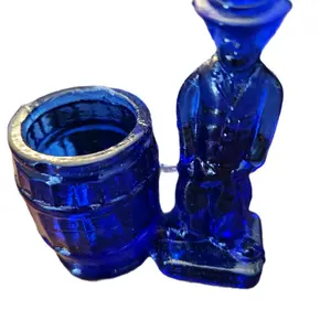 Antique Blue Colbalt Glass Charlie Chaplin Toothpick Holder