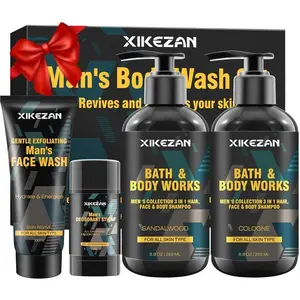 Men’s Body Wash Gift Set With Face Wash and Deodorant Cleansing and Hydrating 3-in-1 Hair Face and Body Care Kit