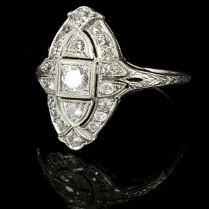 Vintage Art Deco Wedding Antique Ring For Gift 0.97 TCW Round CZ Stone 925 Sterling Silver