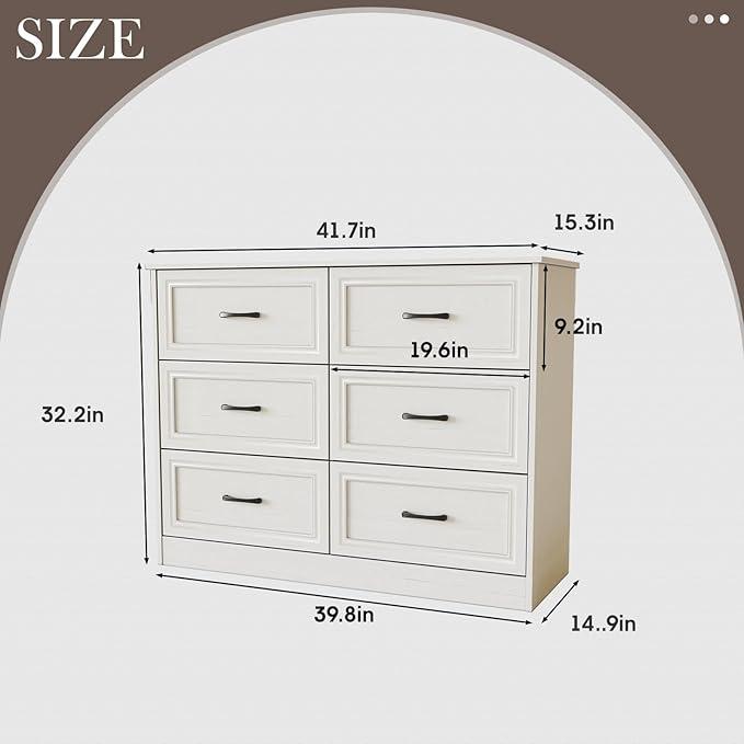 Vabches Dresser for Bedroom, 6/9 Drawer Wide Dresser Organizer with Charging Station, Tall Dresser for Hallway, Wood Dresser with Metal Handles