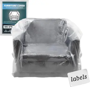 Waterproof Clear Furniture Covers – Extra Large Moving Chair Storage Bags with Label for Dust & Moisture Protection