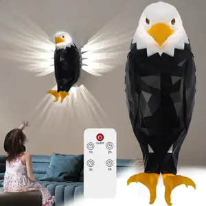 Eagle Design Wall Light, USB Rechargeable Eagle Night Light with Remote Control & Timing Function, Novelty Lighting for Bedroom Living Room Home Decor
