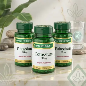 Natures Bounty Potassium 99 mg Vegetarian Caplets, Daily Potassium Supplement for Fluid Balance and Muscle Wellness, Gluten Free, 100 Caplets