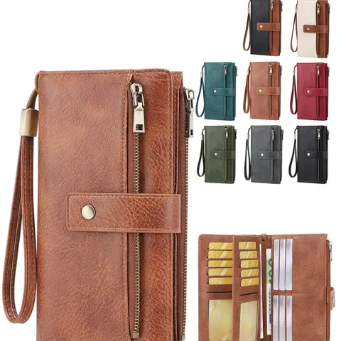 New Rfid Anti-Theft Vintage Commuter Women's Wallet, Multi-Function Trifold Long Wallet, Card Slots ID Window Cash Phone Holder,Suitable for Thanksgiving, Christmas, and men's gift giving,Valentine's Day