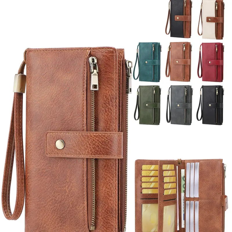 New Rfid Anti-Theft Vintage Commuter Women's Wallet, Multi-Function Trifold Long Wallet, Card Slots ID Window Cash Phone Holder,Suitable for Thanksgiving, Christmas, and men's gift giving,Valentine's Day