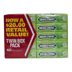 WRIGLEY'S DOUBLEMINT Gum, 5 Stick Pack (40 Packs)