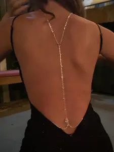 Women's Boho Necklace, Pearl Water Drop Pendant, Butterfly Back Chain, Summer Bikini Party Accessory, Fashionable Street Style