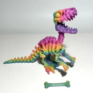 Giant Flexi Skeleton Raptor - 3D Printed Articulating Figure & Stands Decoration