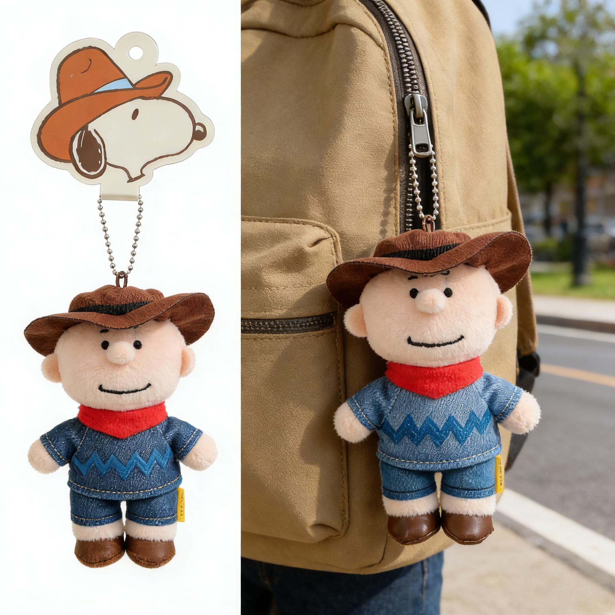 Snoopy Western Cowboy Series Plush Keychain, Cute Anime Bag Charm,Soft Material,Suitable for Bags,Fun Anime Merchandise and Collectible Gift for Fans