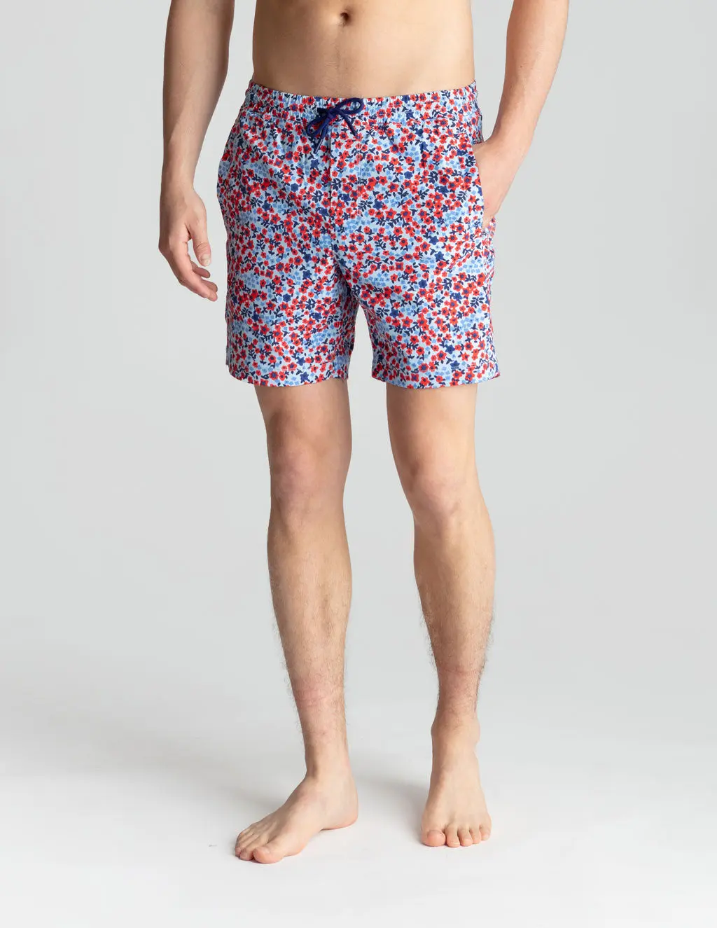 Swim Shorts - Blue & Red Flower