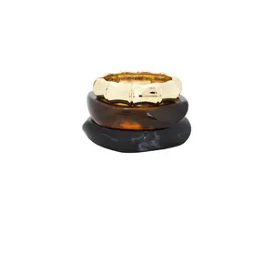 Epifene Resin & Gold Bangles Set Of 3 in Multi & Gold