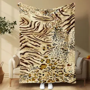 Tiger Striped Pattern Blanket Leopard Print Blanket Soft Comfortable Throw Blanket Air-conditioned Room Blanket, Warm Nap Blanket for Home Office