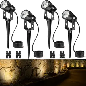 Low  Landscape Lighting LED Landscape Spotlights with Connectors  Low  Landscape Lights 3000K Warm White Uplights Outdoor Spot Lights for Yard Garden House, 4 Pack
