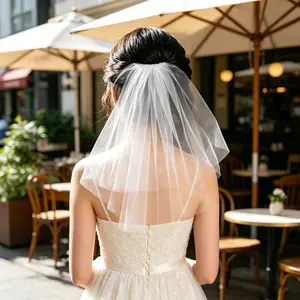 Short Bridal Veil with Comb, Double Layer Bridal Headpiece, Perfect for Wedding Parties, Flower Girl Accessories, Singles Party Decor, Wedding Veils for Brides