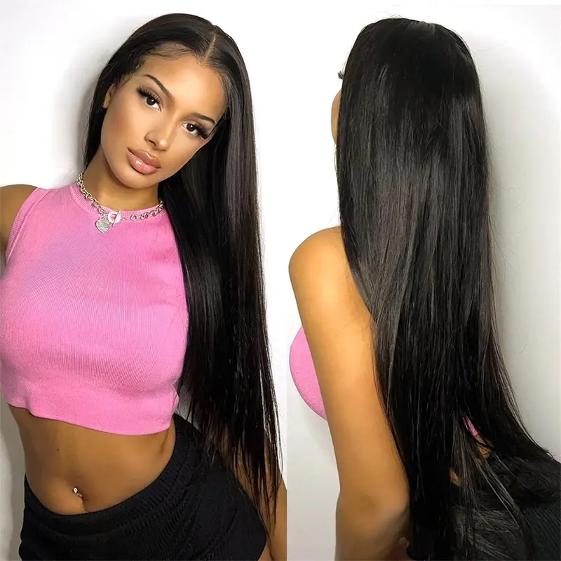 32 38 inch 13x6 13x4 HD Transparent Lace Front Human Hair Wigs For Women Brazilian Bone Straight 4x4 Lace Closure Wig 360 Full Lace Frontal Wigs