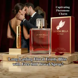 3.4oz EDP Women's Pheromone Perfume Spray - Long Lasting Floral Fruity Scent with Cedar & Vanilla - Includes 5ml Travel Bottle - Perfect Birthday Gift or Valentine's Day Fragrance for Her