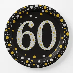 Sparkling 60th Celebration 9" Round Plates