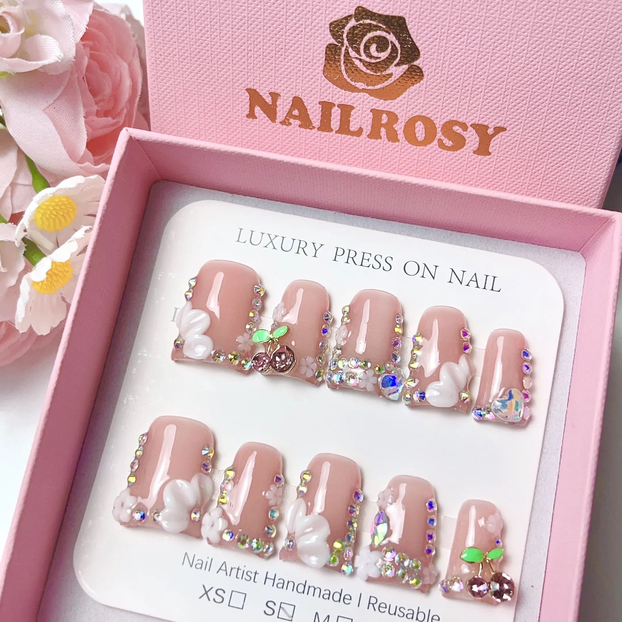 10Pcs Handmade Press on Nails Kit Short Duck Red Line Art Halloween Japanese Style Modern Elegant Minimalist Korea Style Fresh Design Chic French Style Neutral Classical Cute Kawaii Creative Glossy Finish Shimmery Manicure Handmade Reusable Nails