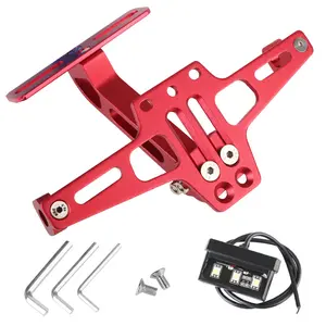 Motorcycle License Number Plate Bracket Universal Rear Turn Signal Lamp Holder Aluminum Fender Eliminator Kits LED Light CNC