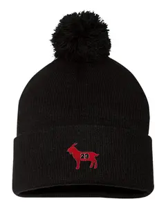 G.O.A.T. Jordan #23 Goat Greatest Of All Time Embroidered Knit Beanie Pom Cap