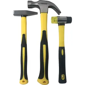- 3 count Hammer Set; 16 OZ. Claw Hammer, Tack Hammer; Rubber Mallet (Double SIded); Shock Absorbing Rubber Grips, Durable Fiberglass Handles And Polished Steel Heads