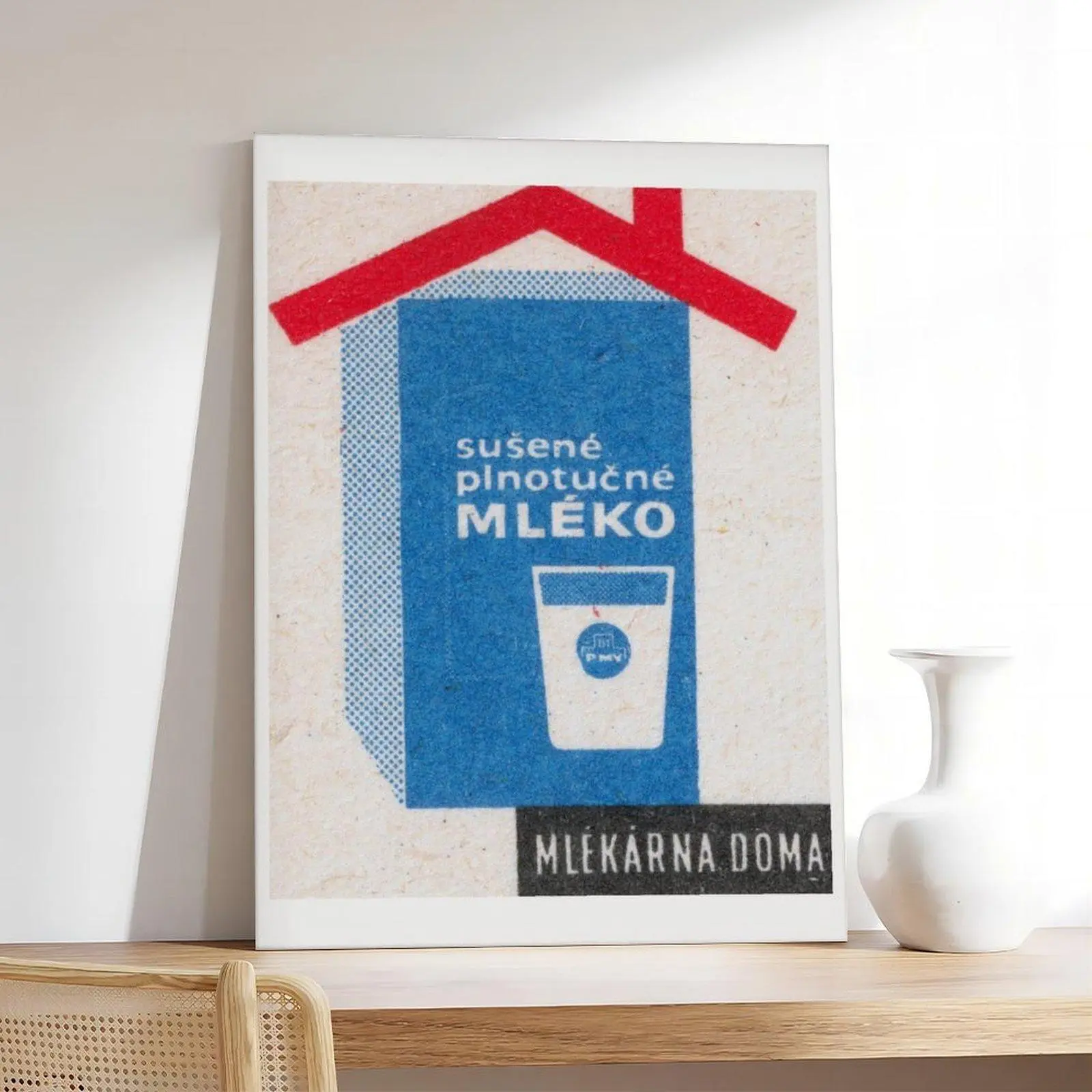 Drink Whole Milk Themed Artistic Canvas Wall Prints - Vintage, Logo, Graffiti, Comic, Retro, Educational for Children - Home Decor for Room Walls