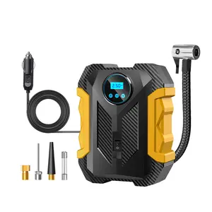 CaRSun Portable 22-Cylinder Copper Motor Tire Inflator Pump 150 PSI with LED Light, 3m Power Cord, 3 Nozzles, Auto Shut-Off, Car Accessories Suitable for Cars, Soccer, Football, Bicycles (Product Series Won IF Design Award)Car Accessories air