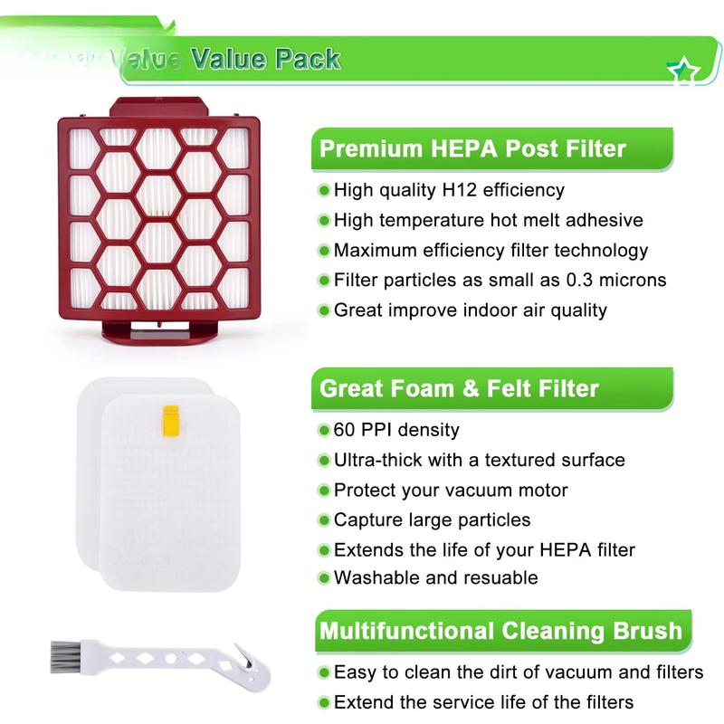 Filter Replacement for Shark Navigator Pet Pro Plus NV150 NV151 NV251 ZU51 ZU62NP Rotator ZU102 NV255 Zero-M ZU60 ZU62 Upright Vacuum, Part # 1238FT60 & 1239FT60, 2 HEPA + 6  &Felt Filters