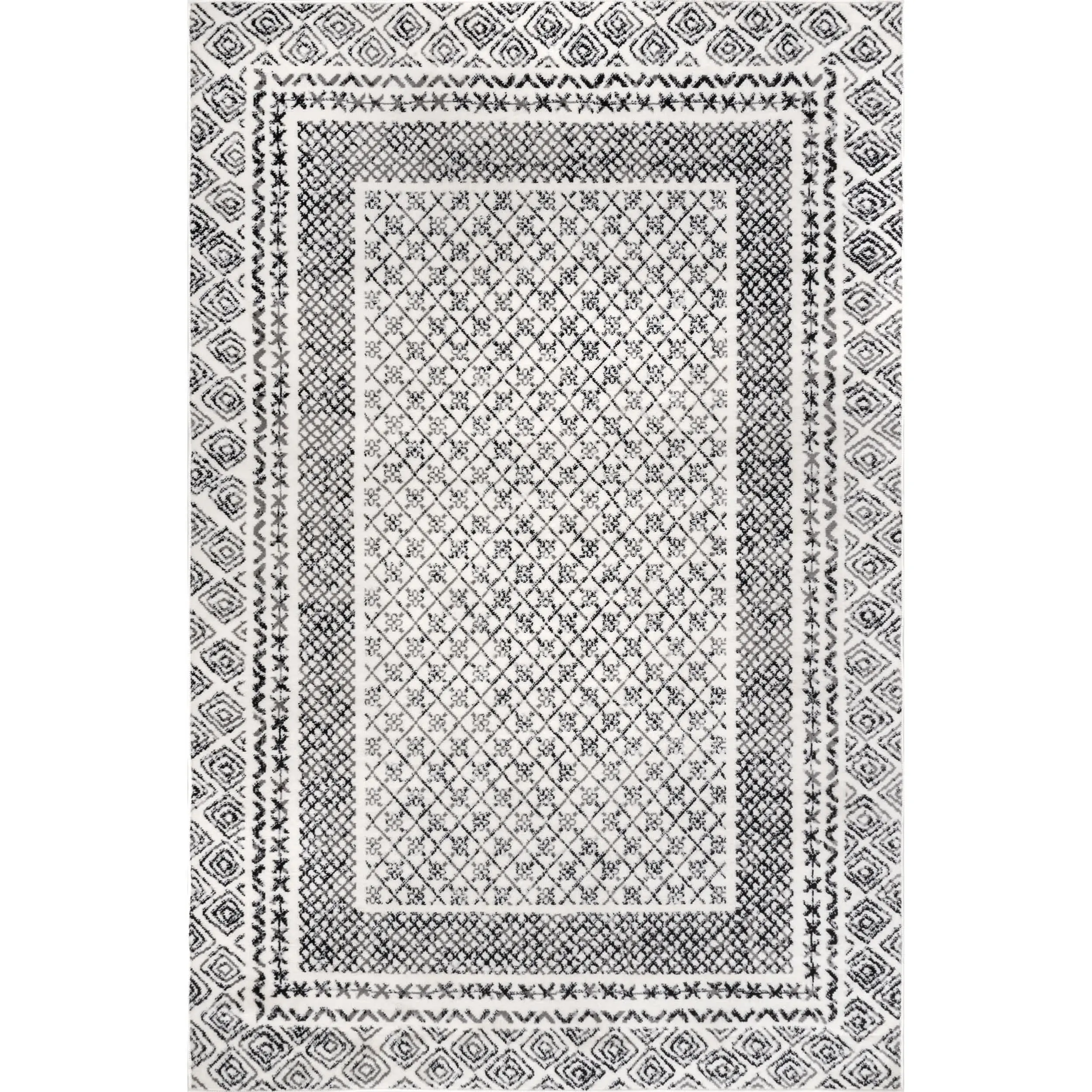 Arabella Contemporary Geometric-Bordered Fade-Resistant Polypropylene Rectangle Dressmaking Lace Fabric - Fashion Accessory Material for Home, Room & House Decor