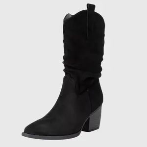 Alpine Swiss Kayla Womens Western Slouch Boots Mid Calf Block Heel Cowboy Booties Black 8 M US