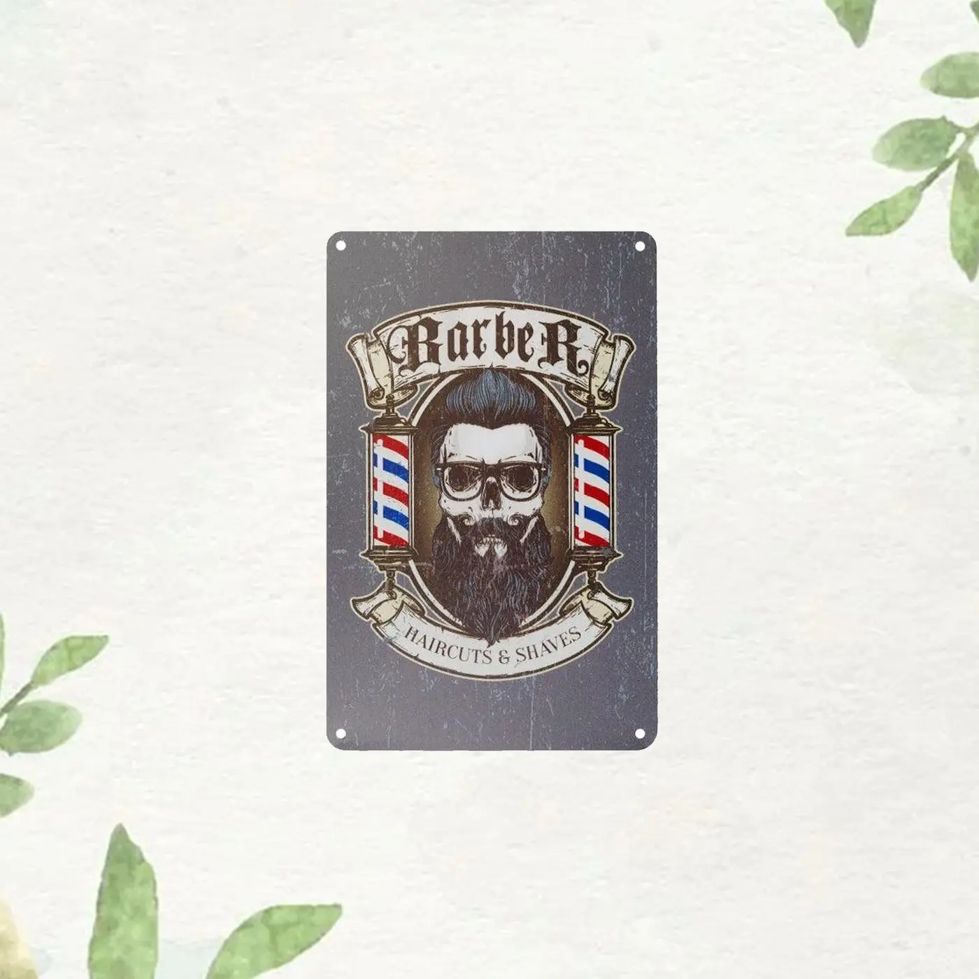 Vintage Style Barber Shop Sign B014, Decorative Wall Art for Haircut & Shaving, Ideal for Barbershop & Beauty Salons