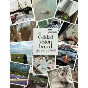 Vision Board Magazine Guided Book 800+ Pictures and Quotes for Vision Board Kit, Create Life Goals Collage Book, Affirmations Included Paperback – January 21, 2024