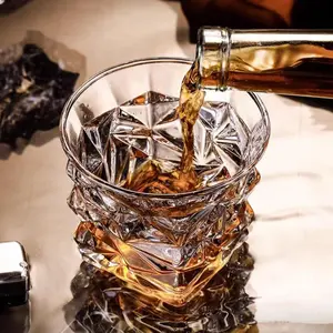 Clear Glass Whiskey Cup, Reusable Whiskey Glass Cup, Bar Utensils for Home, Restaurant, Bar, Party, Birthday Gift, Whiskey Tumbler