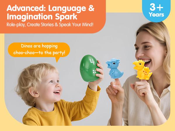 hahaland Easter Dinosaur Egg Number Matching Train - Dinosaur Easter Egg Stacking Train, Counting Sorting Fine Motor Skills Toy,Dinosaur stickers,Birthday Easter Gifts for Toddlers 18+ Months